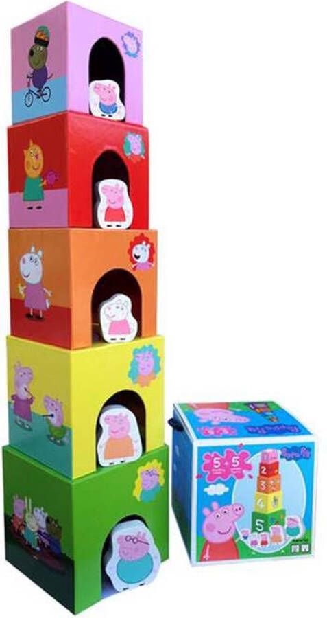 Barbo Toys Peppa Pig Stapelblokjes met beeldjes Speelgoed Stapeltoren Stapelblokken