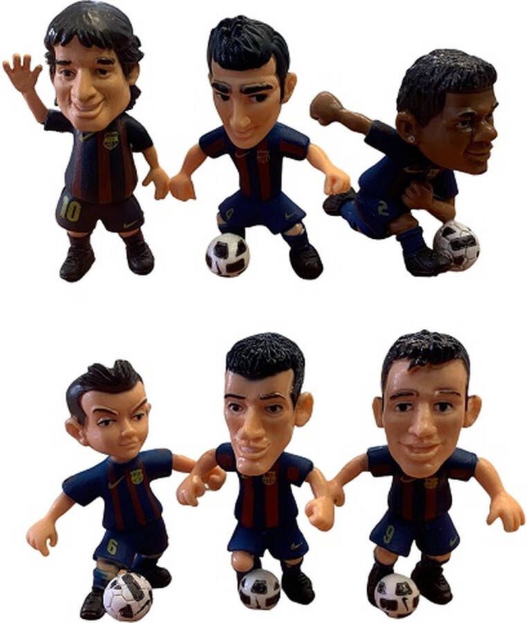 Barcelona speelfiguren voetbal poppetjes speelset 6 stuks 7 cm
