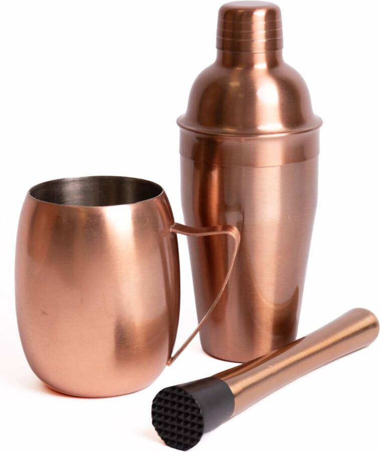 BarCraft 3-delige cocktailset met koperen cocktailshaker mengbeker en Moscow Mule Mok
