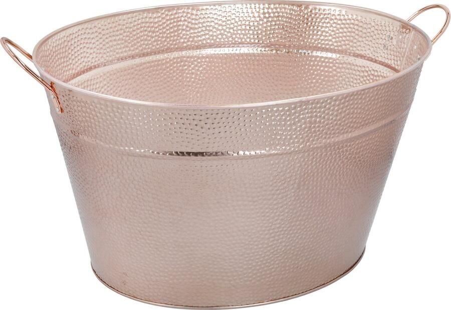 BarCraft Grote koperen ijsemmer voor champagne wijn bier gehamerd staal 50 x 32 5 x 29cm