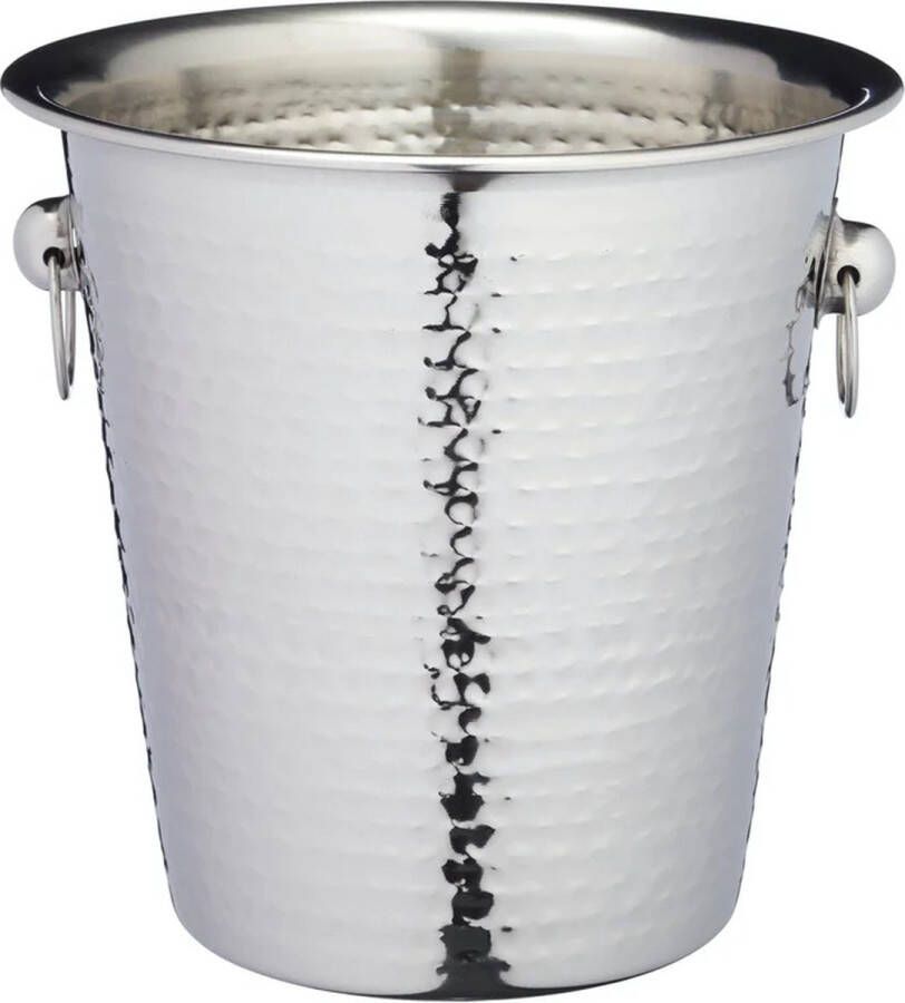 BarCraft Wijn -en Champagne Emmer Koeler IJsemmer RVS Gehamerd Met Handgrepen 21 x 20.7 CM