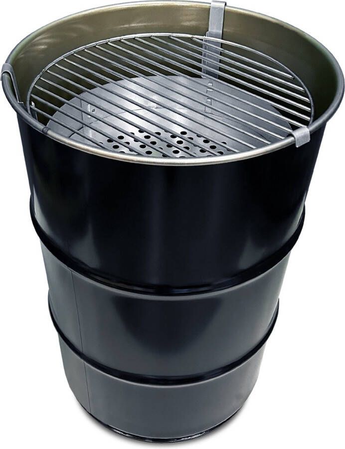 Barelkings Barrelkings small industriële houtskool barbecue-b-BBQ| Vuurkorf in één|60 Liter metalen olievat 40x58CM