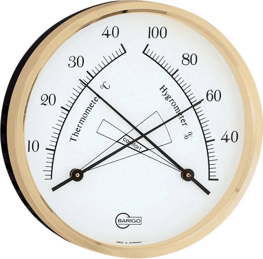 Barigo 8862 ms Comfortmeter thermometer hygrometer messing ø 10 cm