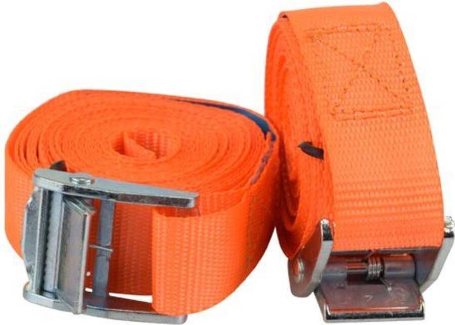 Premium Oranje Spanbanden van 3 5 M x 3 CM met Metalen Klem 100 KG Limiet 2 Stuks Spanband