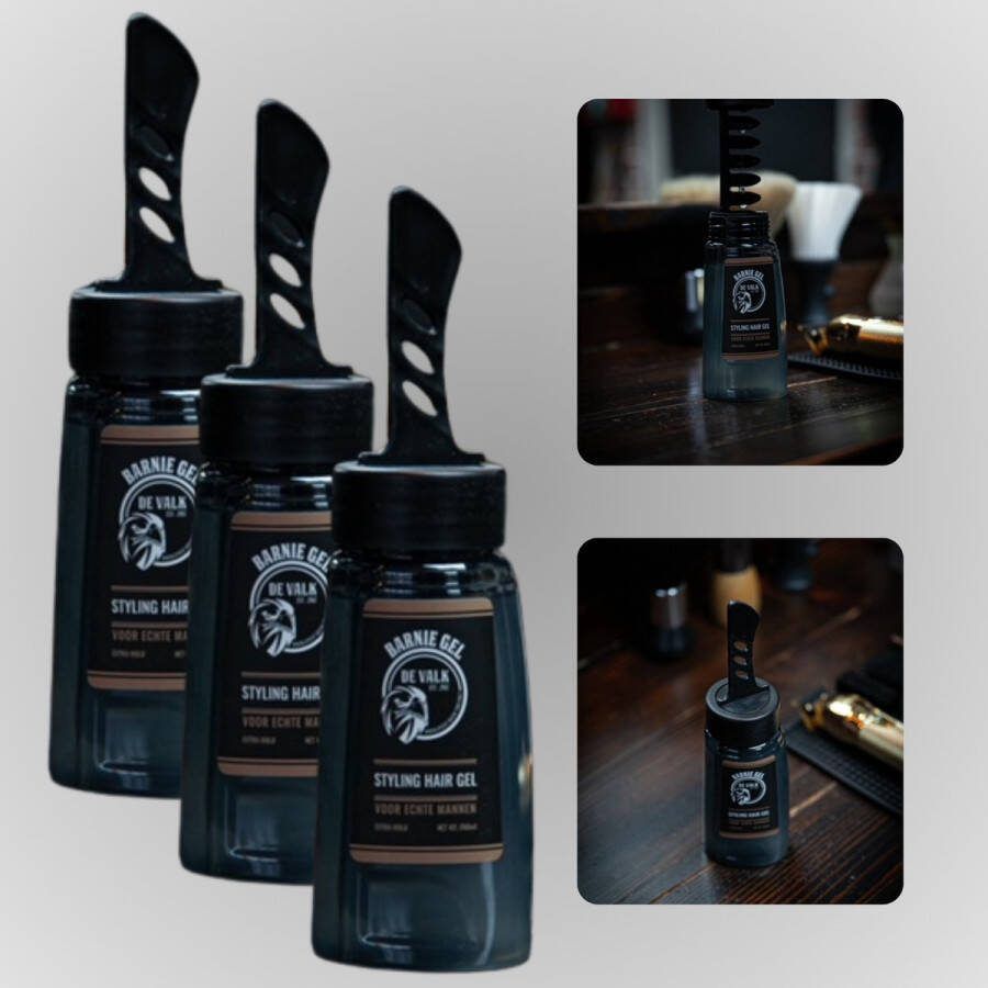 Barnie Cosmetics Barnie gel 3 stuks kam gel haar gel haar gel voor mannen 260 ml