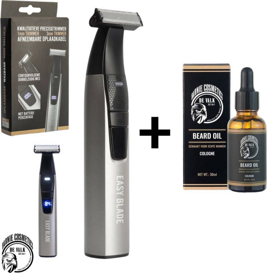 Barnie Cosmetics Easy Blade Baardtrimmer Incl. Luxe baardolie Trimmer Baard Trimmer voor Mannen Scheerapparaat en Styler Draadloos Waterdicht 30 dagen uitproberen