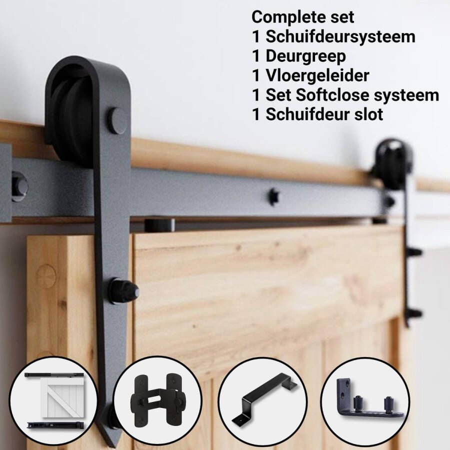 Barnwood Originals Combi01 Schuifdeursystemen Complete set Inclusief Deurgreep Softclose systeem Deurgeleider Schuifdeur Slot