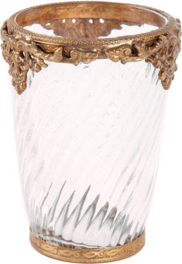 Baroque Theelicht Theelichthouder 11 cm 11 Brass+glass