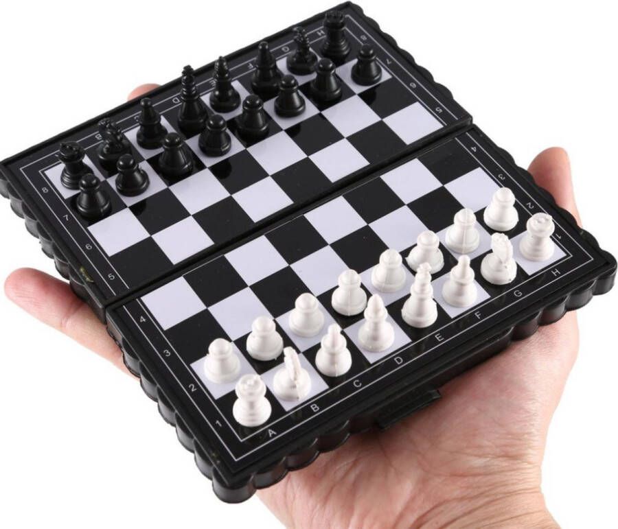 Bartos Compact Schaakbord met Schaakstukken – Chess Set Schaakset – Schaakspel – Schaken – Chess Board – Denkspel – Opklapbaar – Opvouwbaar – Antislip