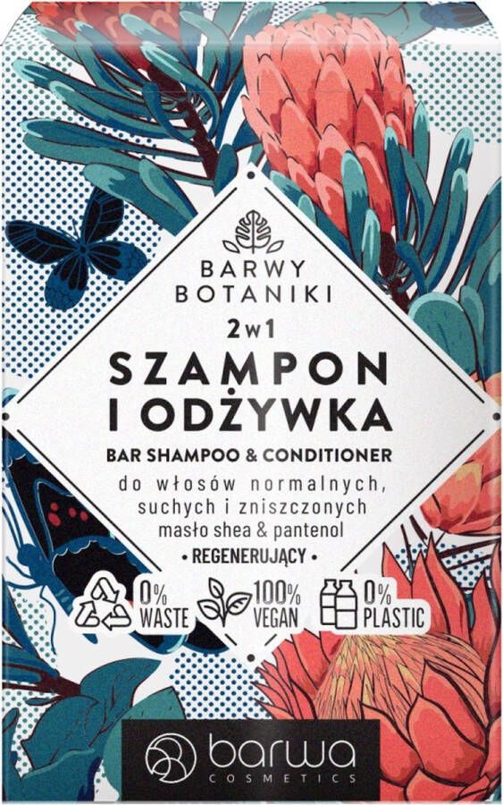 The Senses Barwy Botaniki regenererende shampoo en conditioner 2in1 voor normaal droog en beschadigd haar 100g
