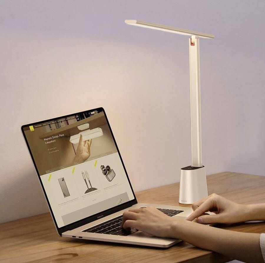 Baseus Verstelbaar Bureaulamp LED Automatisch Handmatig Dimbaar Wit en Warm Licht Wit