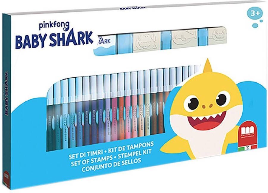 Van der Meulen Baby Shark Kleurset Met Stempels 40 Dlg.