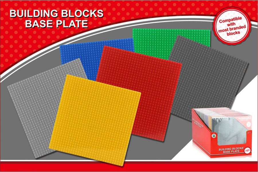 Basic Building Blocks Grondplaat 25.5x25.5 cm Assorti Display 36 Stuks