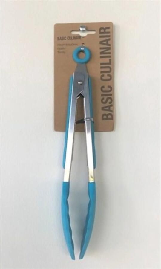 Basic Culinair Serveertang RVS Siliconen 30cm blauw
