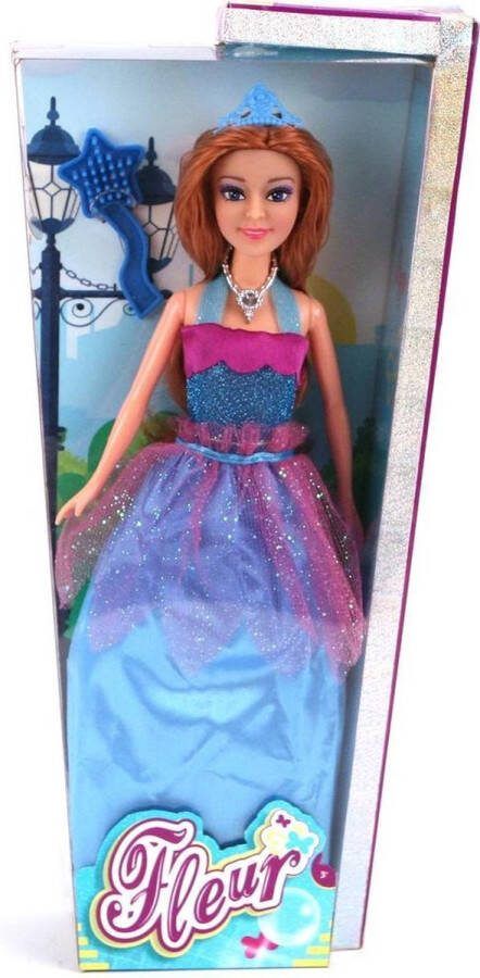 Basic Fleur Prinses Pop met Borstel Assorti