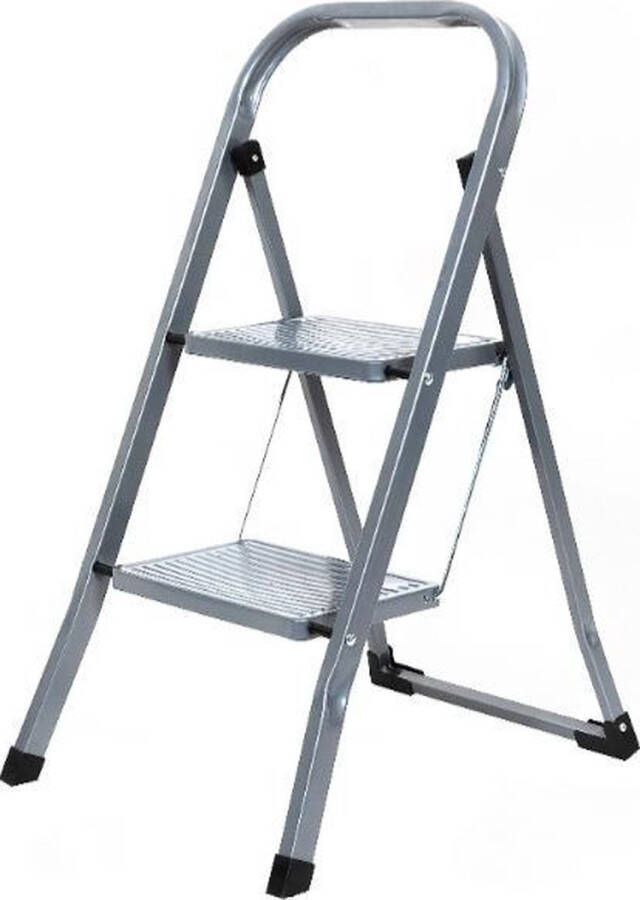 Basic Keukentrap Huishoudtrap met twee treden en antislip treden 90x46x3 cm