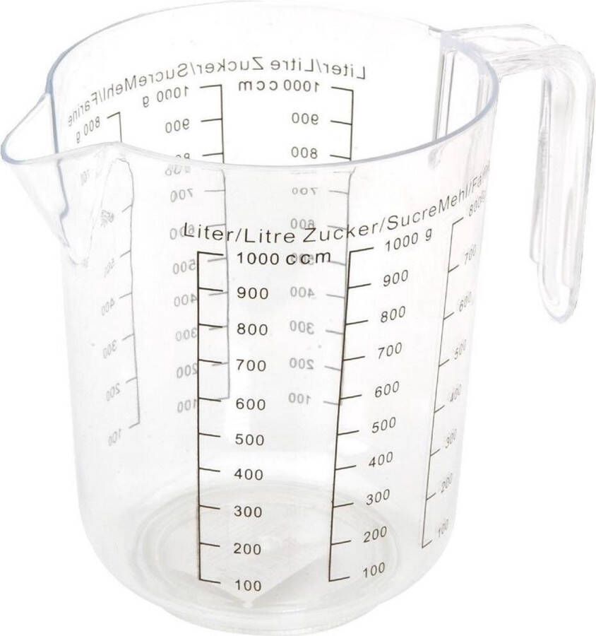 Merkloos Maatbeker 1 liter transparant