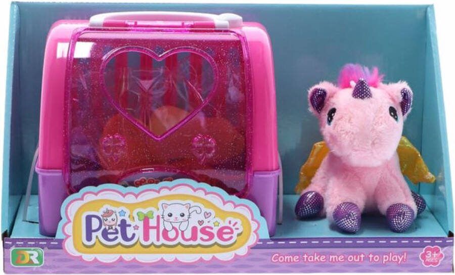 Basic Pet House Knuffel Eenhoorn + Reiskoffer en Accessoires