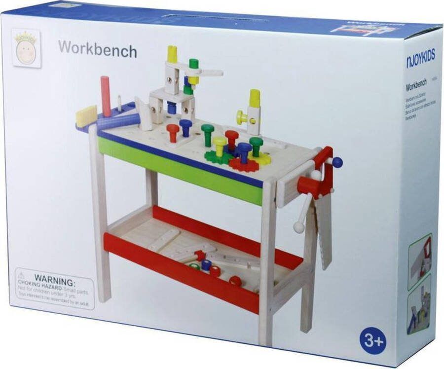 Basic Njoy Kids Houten Werkbank met Gereedschap en Accessoires 52-delig