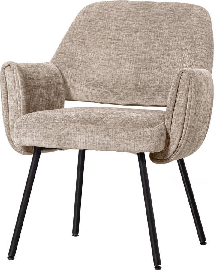 BASICLABEL Eetkamerstoel Silk Polyester Naturel Set van 2
