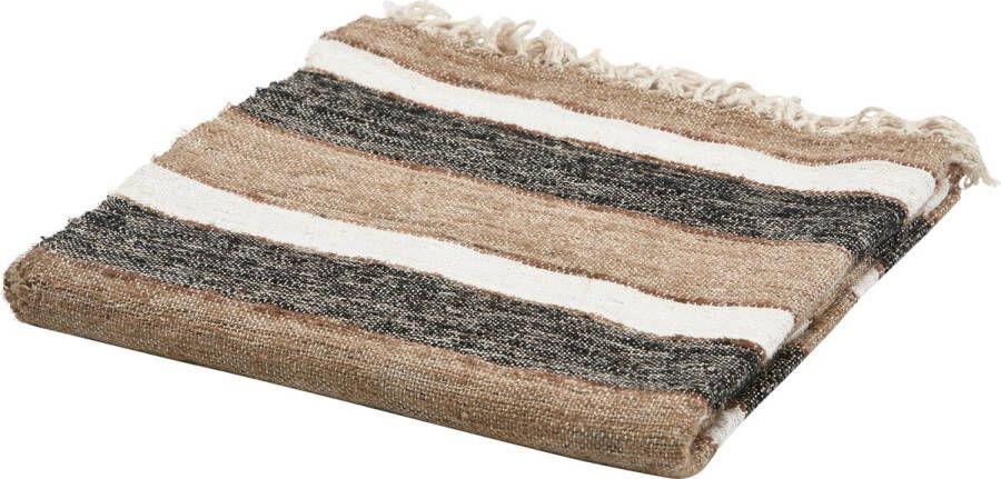 BASICLABEL Plaid Beek Katoen Zwart Naturel 130x170x1