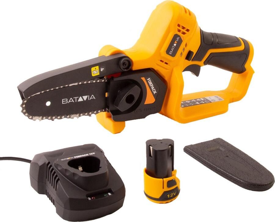 Batavia Mini kettingzaag Nexxsaw set 12V Incl. 2.0 Accu 2.4 Ah Oplader Perfecte compacte kettingzaag voor het snoeien van bomen en het versnipperen van groenafval Fixxpack