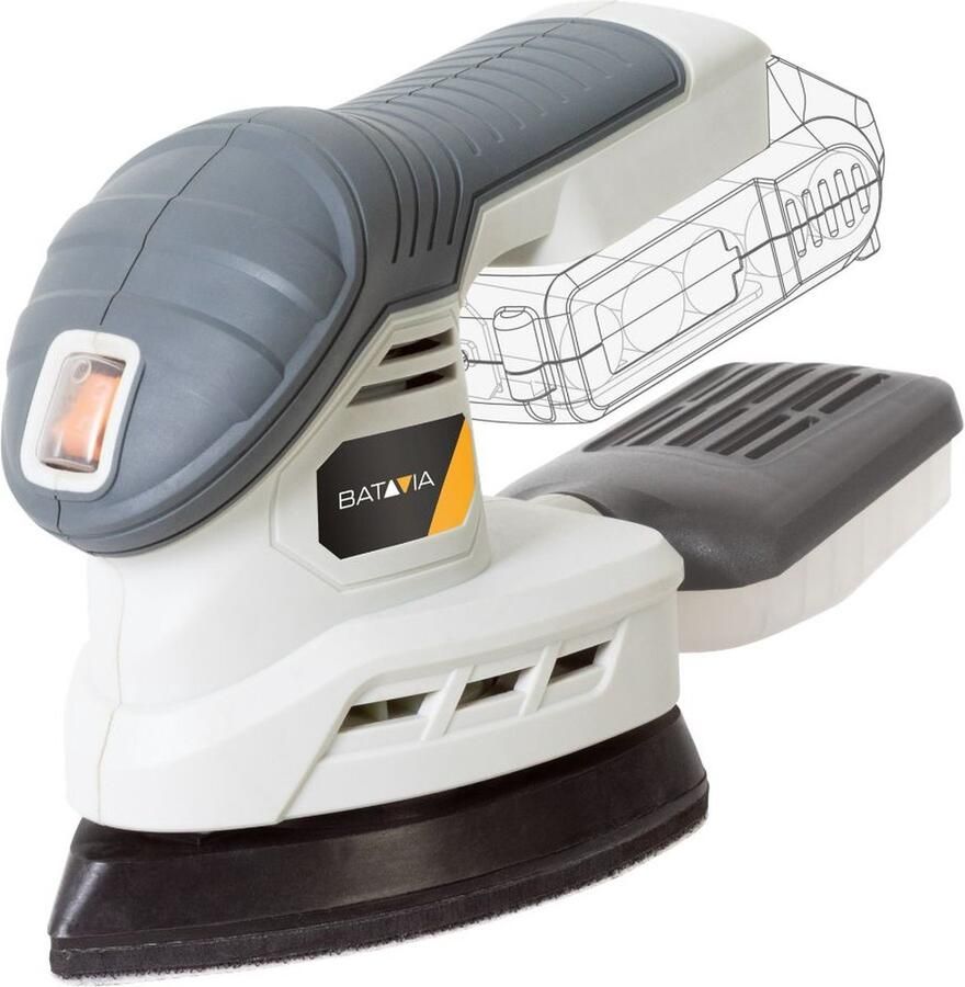 Batavia Schuurmachine 18V Incl. 2.4 Ah Oplader Ideaal voor het schuren van randen hoeken en kleine oppervlakken Maxxpack