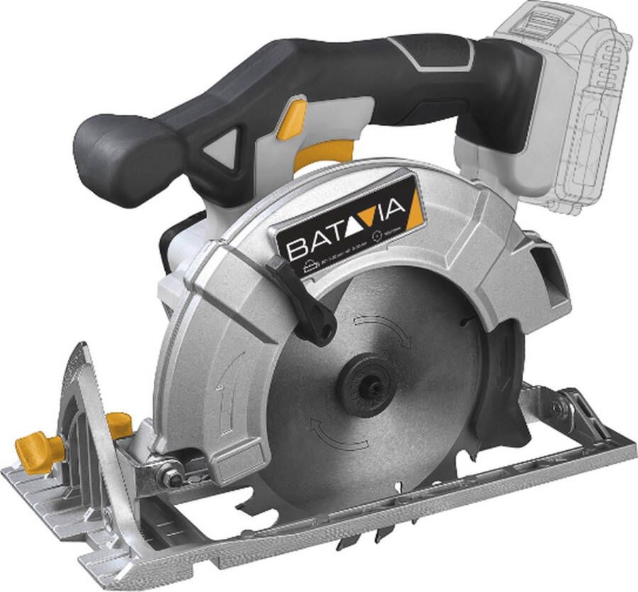 Batavia Cirkelzaag Ø 165 mm 18V Incl. 2.0 Ah Accu Perfect voor hout aluminium laminaat kunststof metaal en tegels Maxxpack