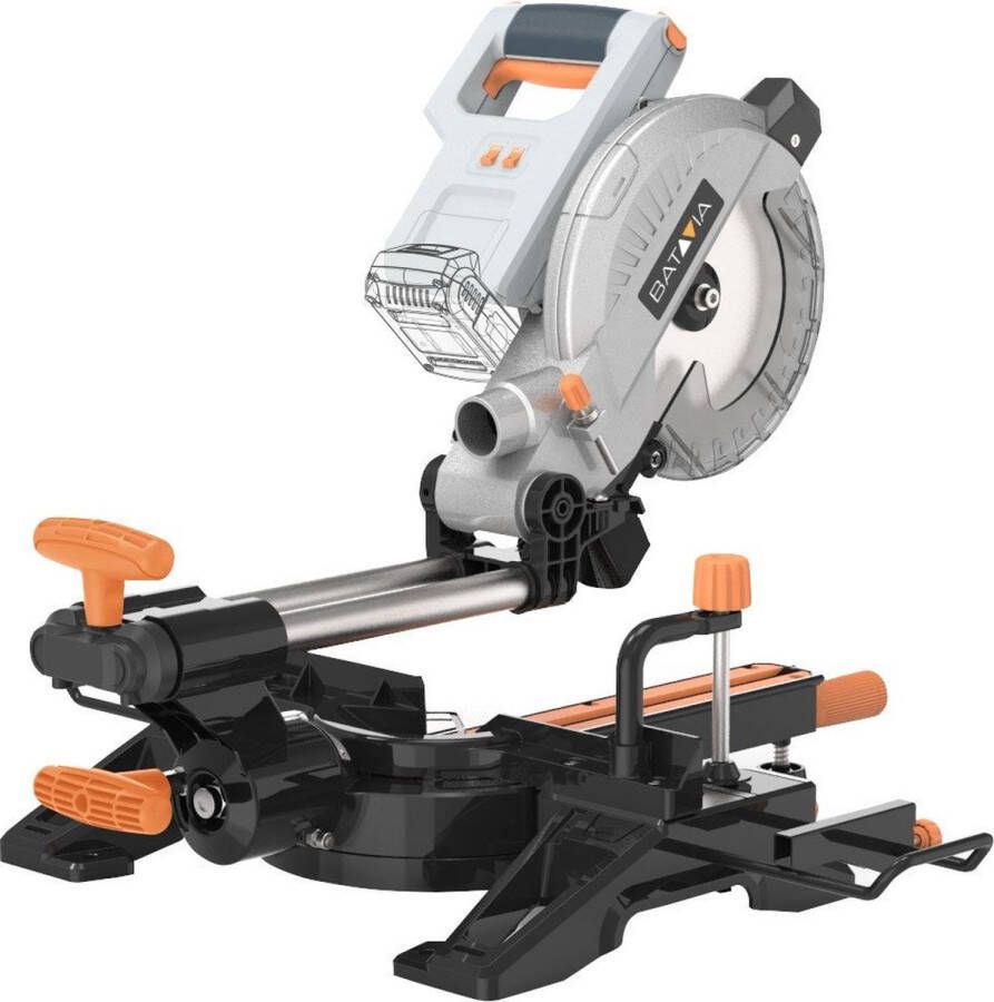 Batavia Verstekzaag Afkortzaag Compact Ø210 mm 18V Incl. 2.0 Ah Accu afkort- & verstekzaag is geschikt voor alledaagse zaagprojecten Maxxpack