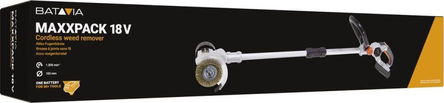 Batavia Voegenborstel 18V Incl. 5.0 Ah Accu 2.4 Ah Oplader Voor milieuvriendelijke verwijdering van onkruid vuil en mos zonder moeite Maxxpack