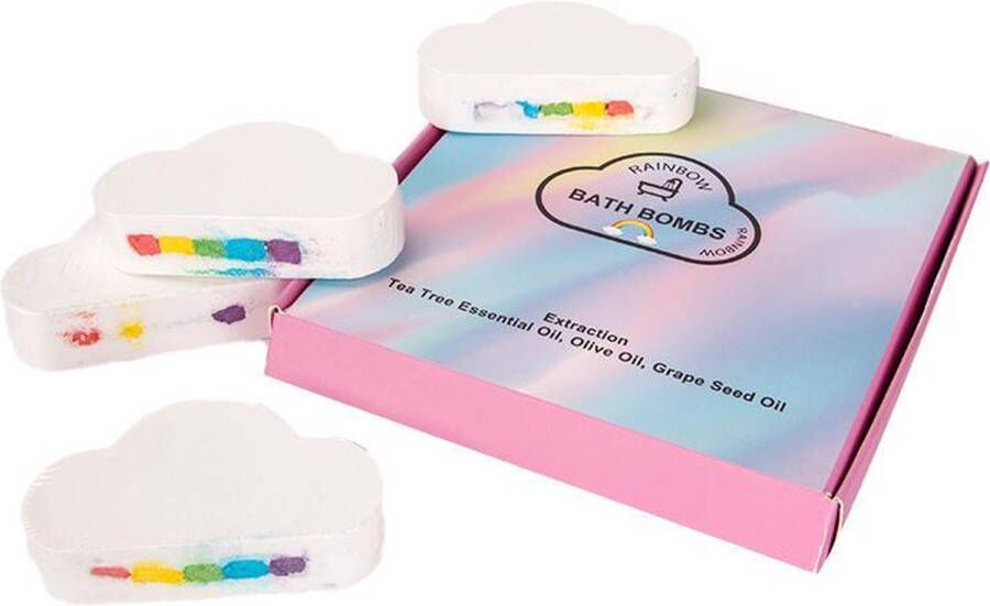 BathQueen Regenboog bruisballen 4 stuks 180g per stuk