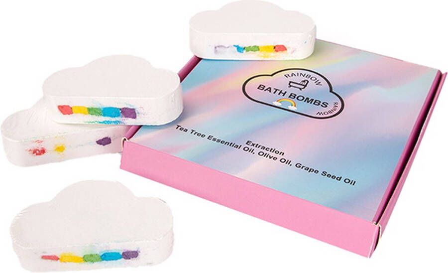 BathQueen XXL Regenboog Bruisballen 4 stuks 180 gram per stuk