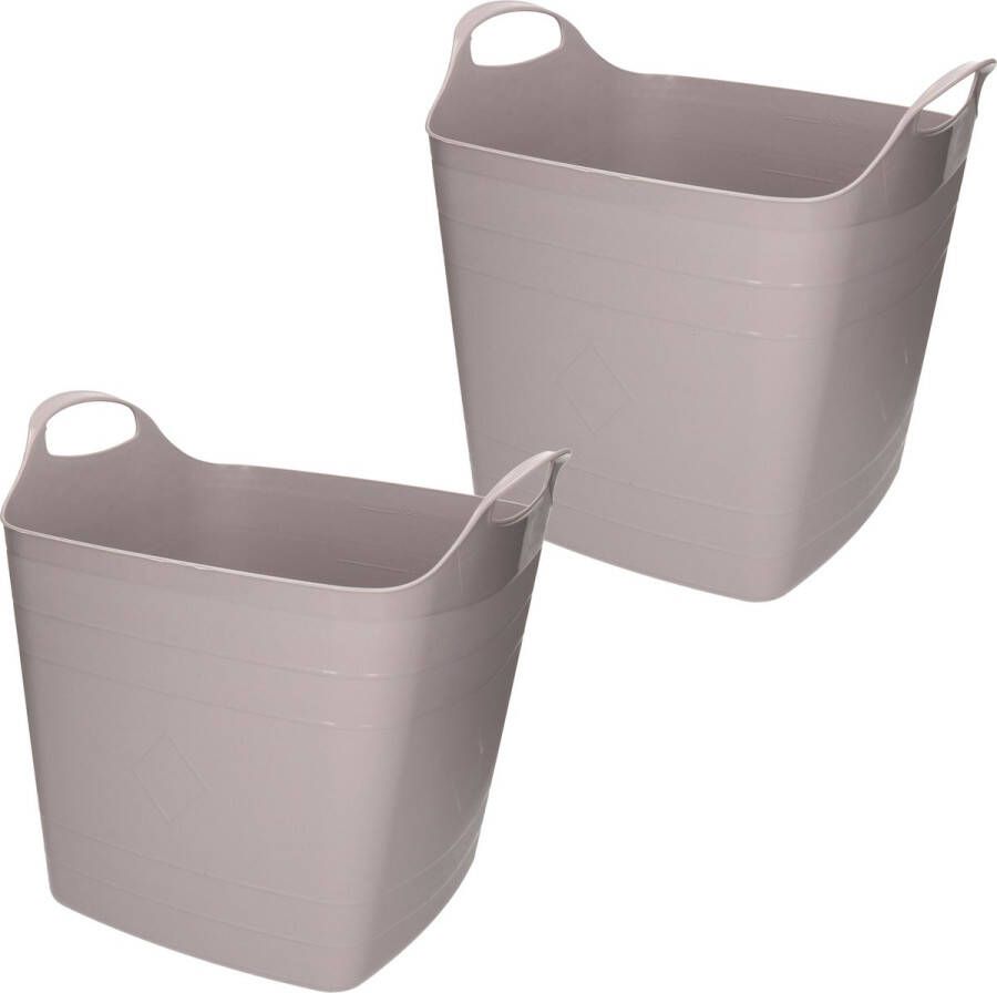 Bathroom Solutions 2x stuks Kuip flexibel emmer grijs 25 liter Wasmanden