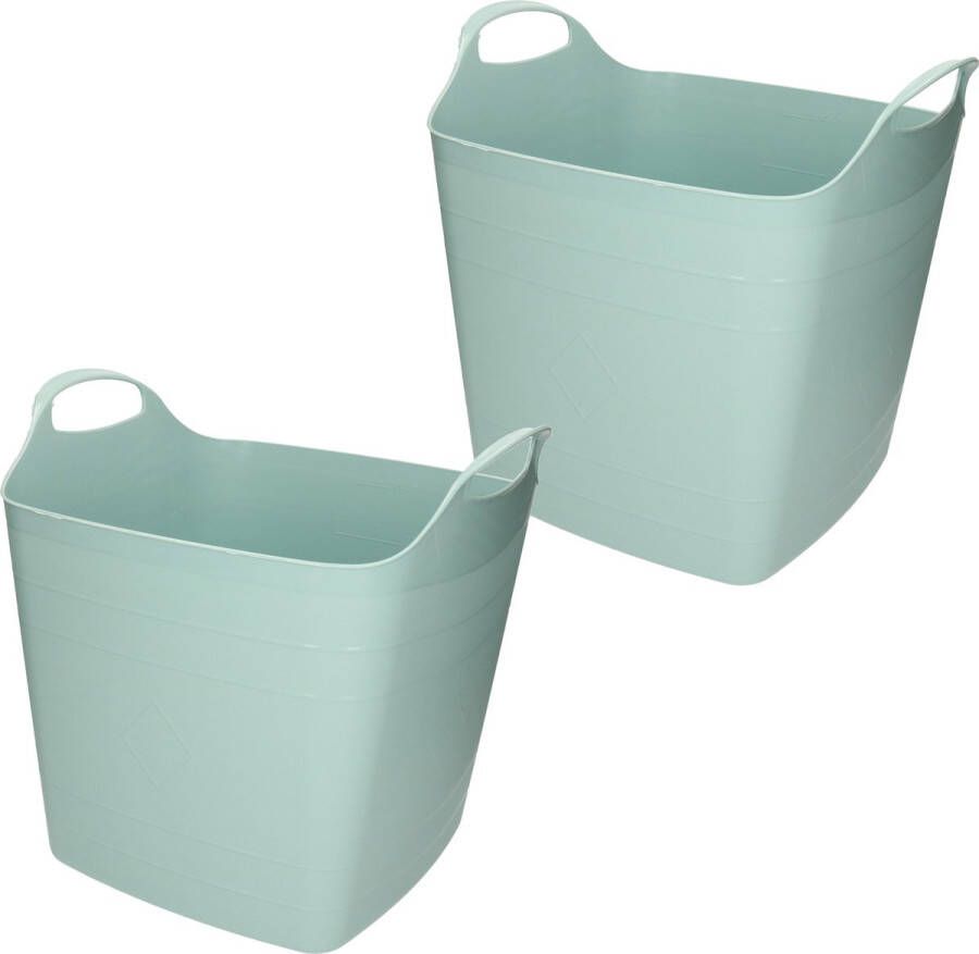 Bathroom Solutions 2x stuks Kuip flexibel emmer groen 25 liter Wasmanden