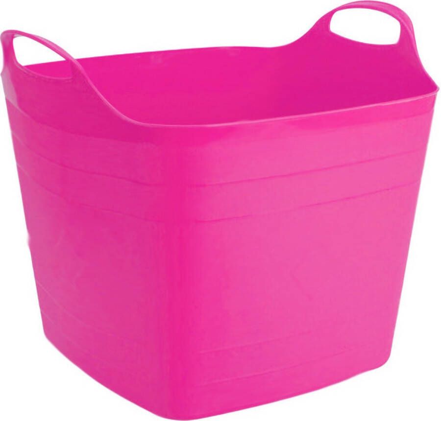 Bathroom Solutions Flexibele kuip emmer wasmand vierkant fuchsia roze 40 liter 42 x 42 cm Wasmanden