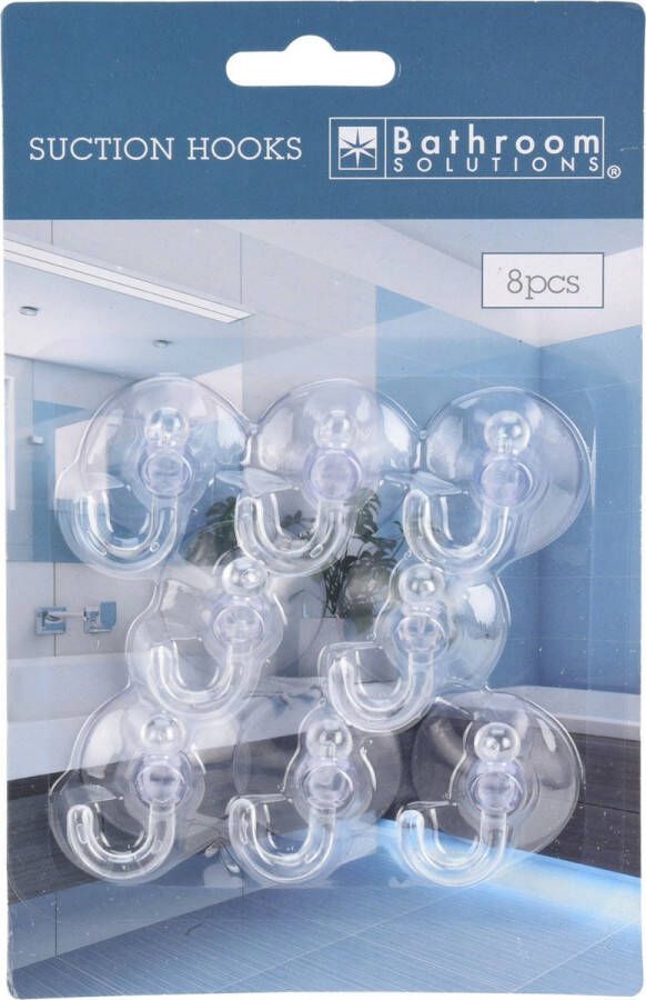 Bathroom Solutions Zuignaphaakjes ophanghaakjes 8x stuks transparant kunststof Handdoekhaakjes