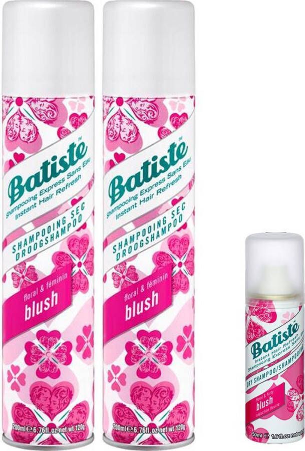 Batiste Blush Droogshampoo 3 Pack 2 x 200ml & 1 x 50ml (mini) Dry Shampoo