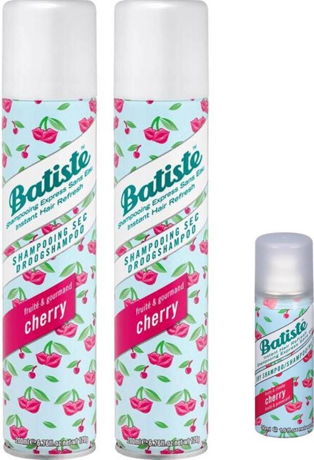 Batiste Cherry Droogshampoo 3 Pack 2 x 200ml & 1 x 50ml (mini) Dry Shampoo