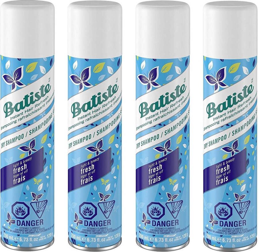 Batiste Fresh Droogshampoo 4 x 200 ml Voordeelpakket