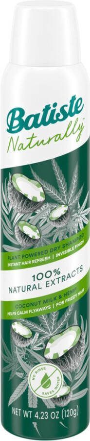 Batiste Naturally Droogshampoo Coconut Milk & Hemp Seed Oil 200 ml