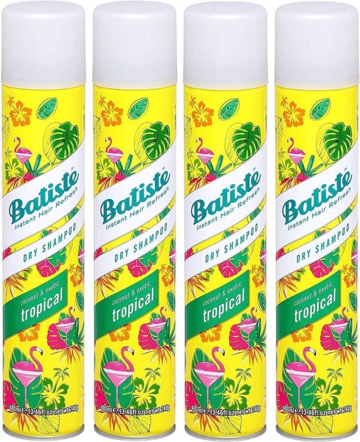 Batiste Tropical Droogshampoo 4 x 200 ml Voordeelpakket