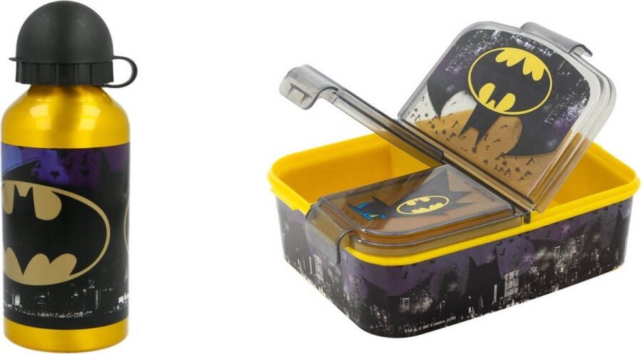 Batman lunchbox broodtrommel multi compartimenten incl. aluminium drinkbeker van 400ml