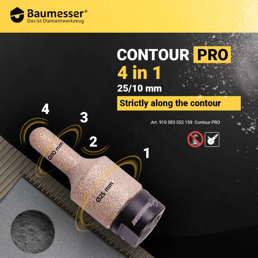 Baumesser Diamant Freesboren GF-V 25 10XM14 CONTOUR PRO tegelboor