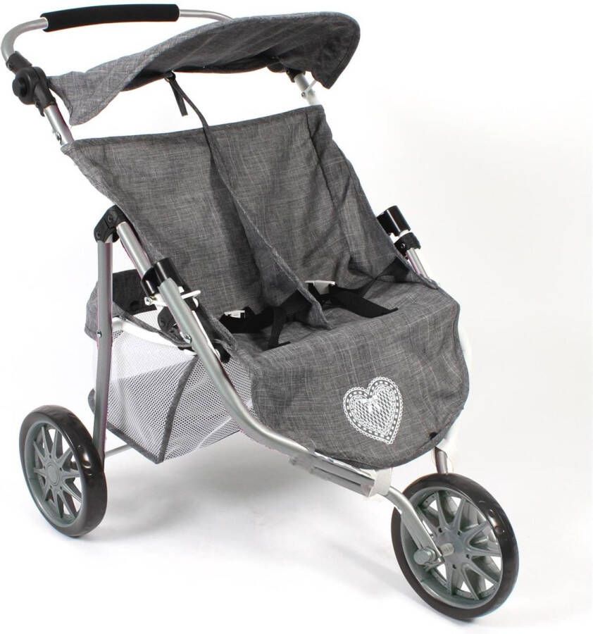 Bayer Chic 2000 Jogger kinderwagen voor twee poppen Jeans grijs
