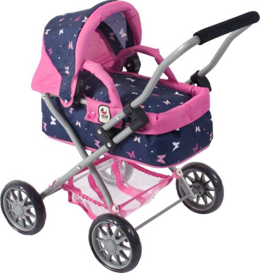 Bayer Chic 2000 Kleine Poppenwagen Smarty Vlinders Navy Roze