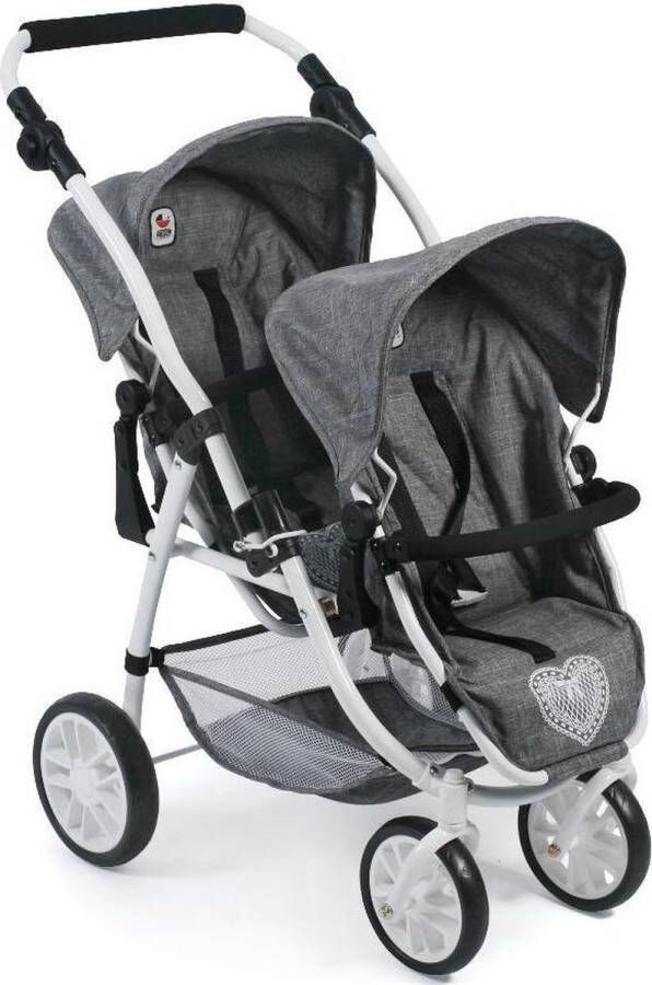 Bayer Chic 2000 Tweeling Poppenwagen vario Jeans Grey
