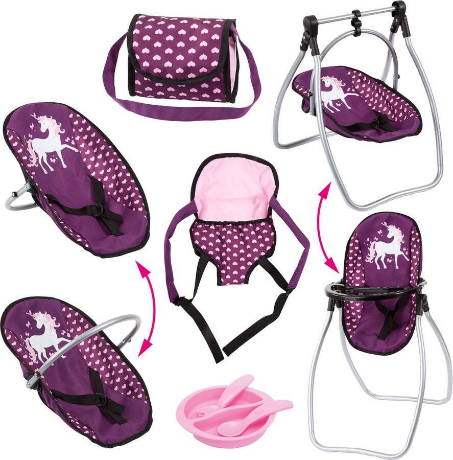 Bayer Design Bayer Babypop Vario Set Roze met eenhoorn (63637AB)