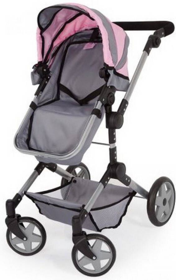 Bayer poppenwagen Neo Pro grijs roze 72 cm