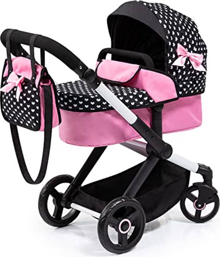 Bayer Design Poppenwagen XEO in zwart wit roze