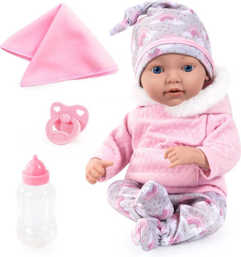 Bayer Design Reborn pop pasgeboren babypop levensecht realistische fopspeen fles knuffeldeken